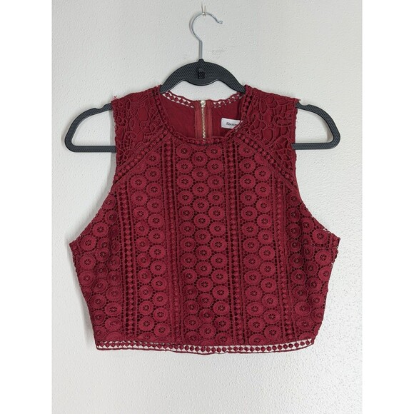 Abercrombie & Fitch Tops - Abercrombie & Fitch Crochet Lace Crop Top Burgundy Red Boho Festival Tank M Zip